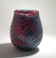 Blue Red Engraved Vase